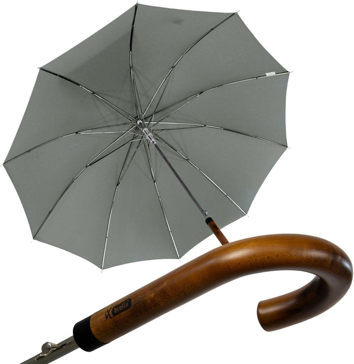 iX-brella Herren Stockschirm Automatik mit Echtholz-Rundhakengriff Grau grey, grey