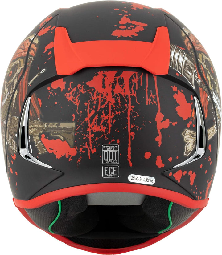 Broken Head Jack S. V2 Pro Rot - Integral-Helm Set Mit Zwei Visieren (Rot Verspiegelt + Klar) Sport