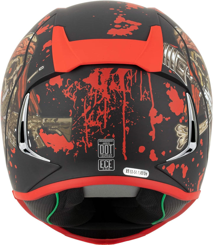 Broken Head Jack S. V2 Pro Rot - Integral-Helm Set Mit Zwei Visieren (Rot Verspiegelt + Klar) Sport