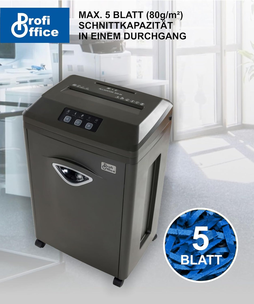 Aktenvernichter Super Micro Nano Cut Partikelschnitt P-7 Profi Office Alligator 305 M - 5 Blatt, 30