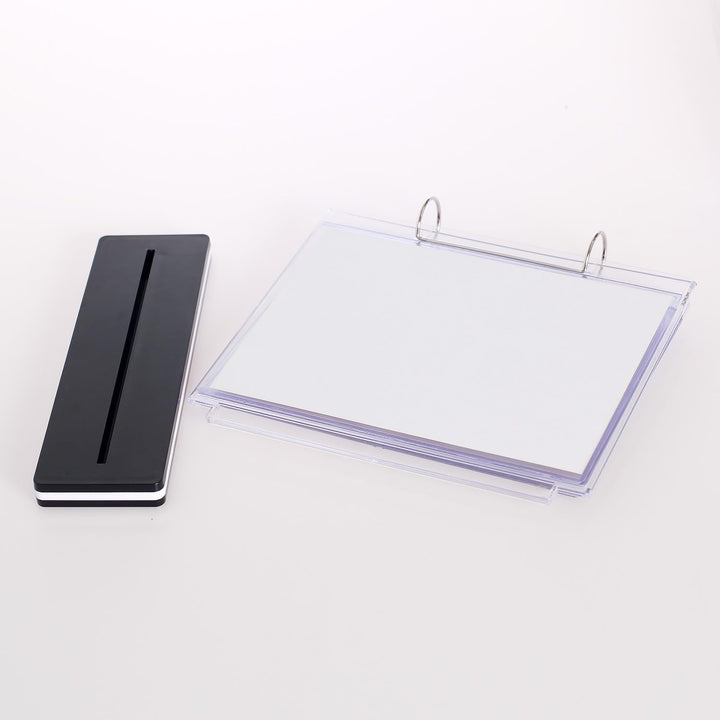 TUKA-i-AKUT 10er A4 Quer Tisch-Flipchart aus Acryl mit Basis, 12 Hüllen je T Form Desktop Flip Chart