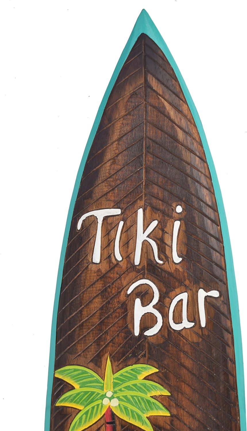 Interlifestyle Deko Tiki Surfboard 100cm mit Tiki Motiv Dekoratives Wandboard für Tiki Bar, Braun