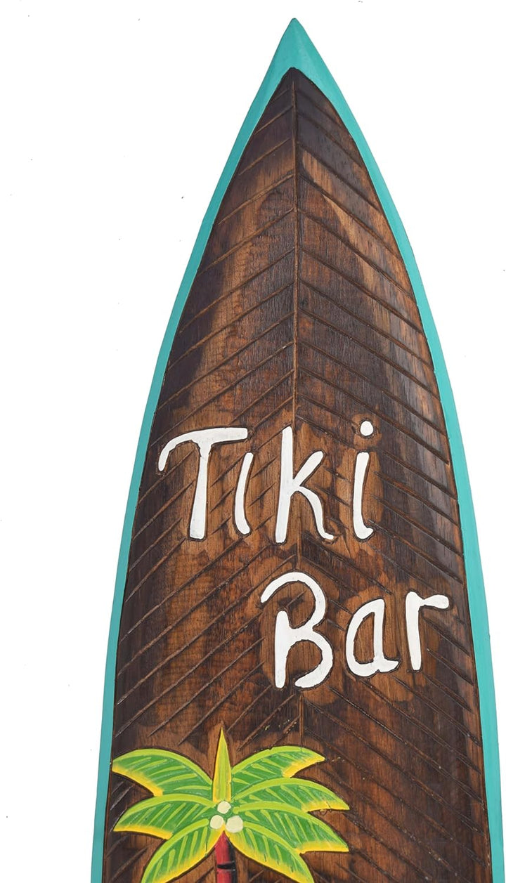 Interlifestyle Deko Tiki Surfboard 100cm mit Tiki Motiv Dekoratives Wandboard für Tiki Bar, Braun