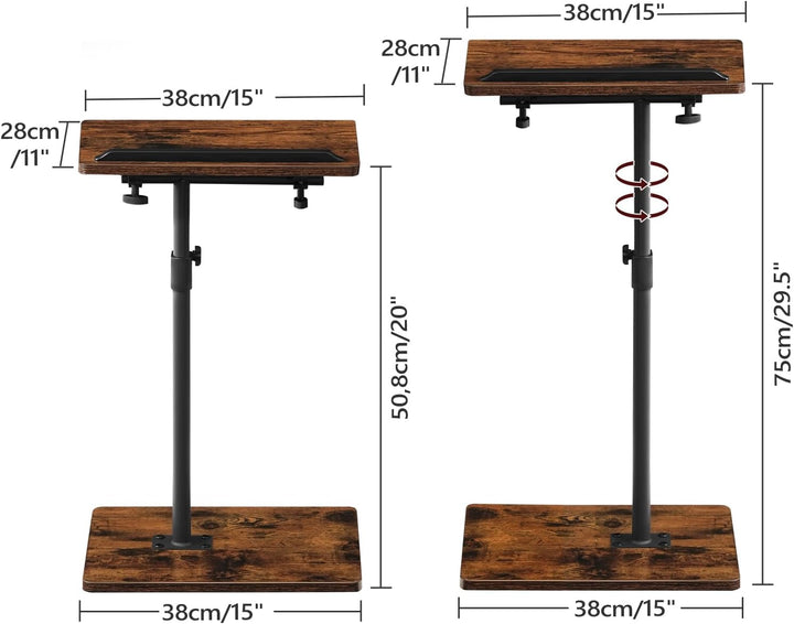 360° Drehbarer Beistelltisch, C-Form, Wohnzimmertisch mit Einstellbarer Höhe von 50,8-75 cm, Nachtti