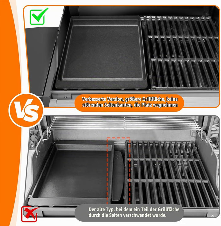 Denmay 44 x 30,5cm Gusseisen Grillplatte für Weber Spirit I II 300 Serie E310 E320 E330, S310 S320 S