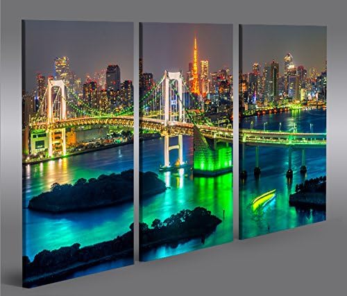 islandburner Bild Bilder auf Leinwand Tokyo V2 Japan Skyline 3p XXL Poster Leinwandbild Wandbild Dek