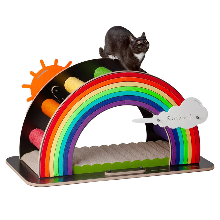 CanadianCat Company | Design-Kratzmöbel Rainbow - bunt | Kletter-Bogen mit Kratzbrett | 105 x 45 x 5