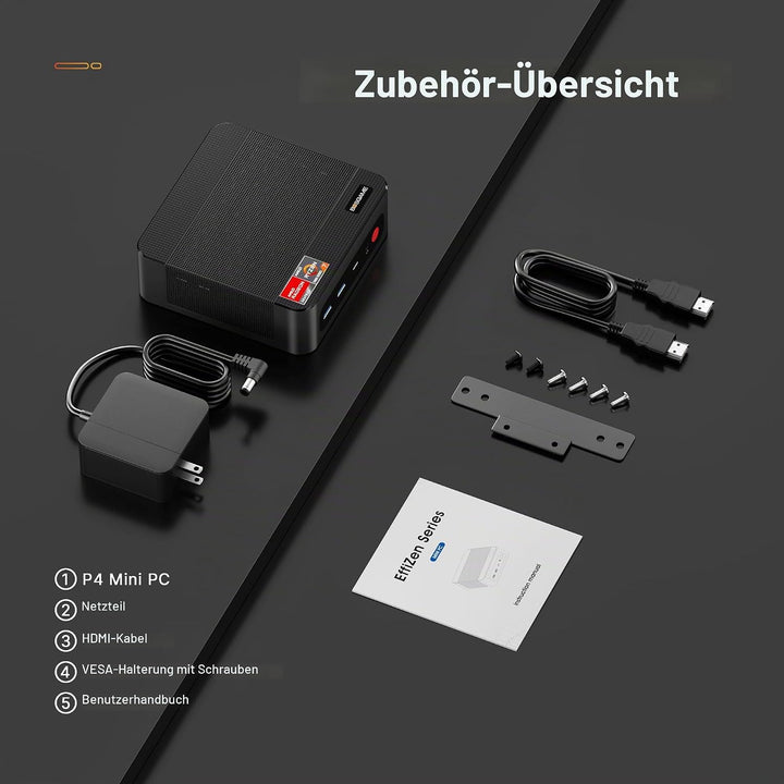 BOSGAME P4 Plus Dual 2.5G LAN Mini Gaming-PC, AMD Ryzen 7 5825U Prozessor (bis zu 4,5 GHz), Windows
