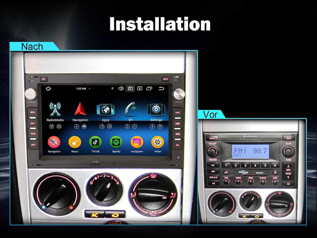 Erisin Android 16 4GB+64GB 8-Kern Autoradio GPS Navi für VW Passat B5 Golf 4 Sharan Polo Lupo T5 Mul