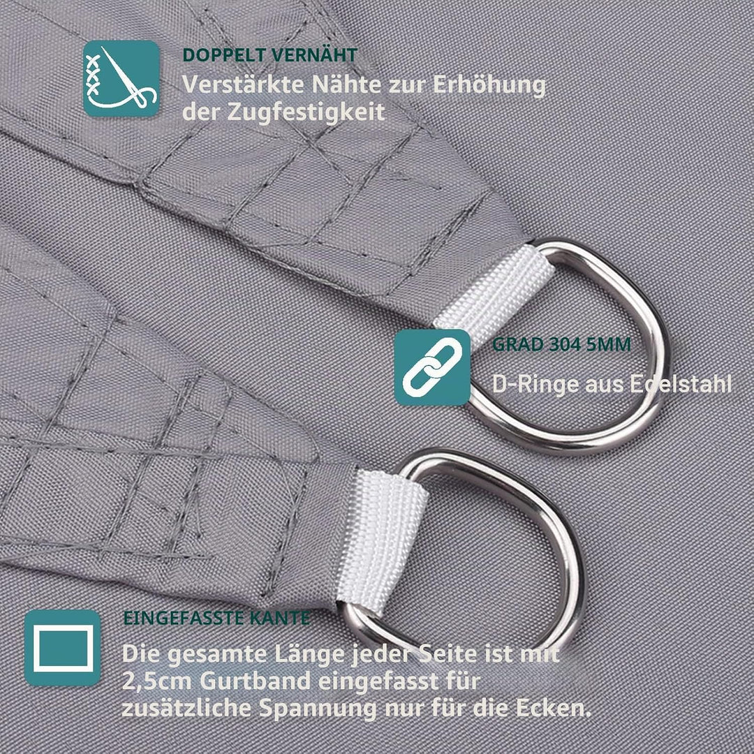 HEYOMART Sonnensegel Dreieck 3,6 x 3,6 x 3,6m Wasserdicht Sonnenschutz inkl Befestigungsseile PES Po