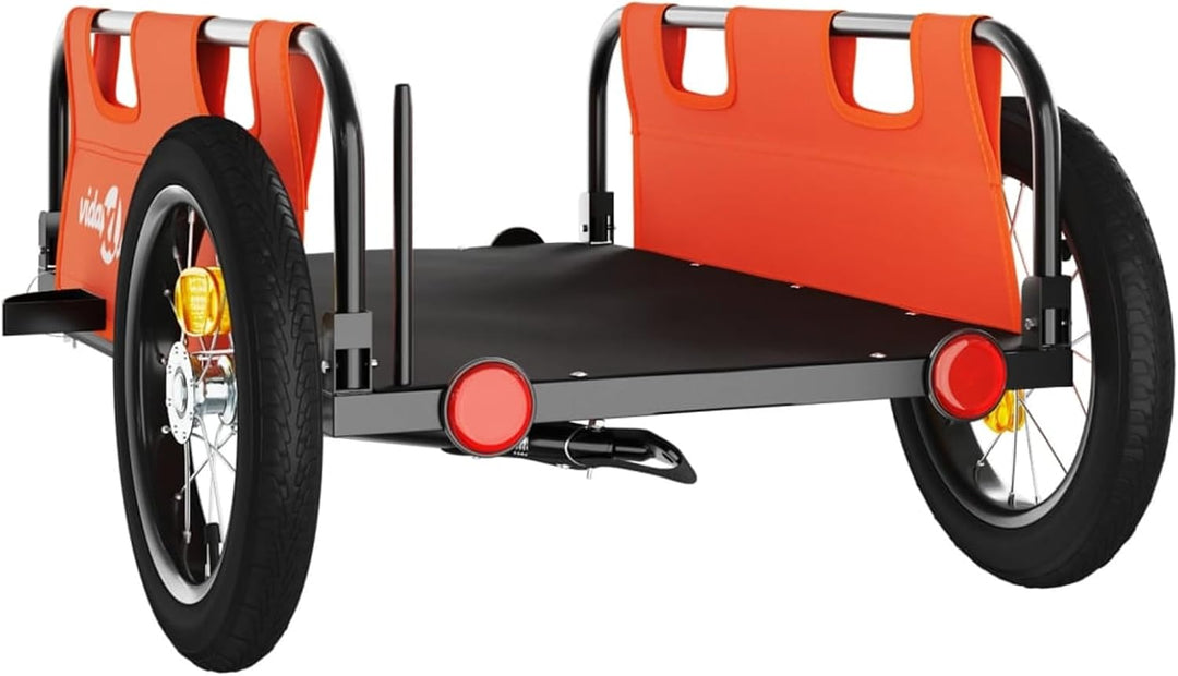 Fahrradanhänger Orange 25kg Stahl | Robustes Oxford-Gewebe, pulverbeschichtet, wetterfest, ideal für