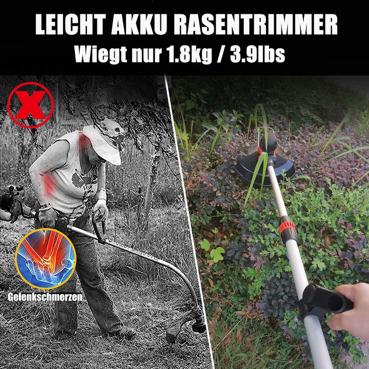 Rasentrimmer mit Akku Freischneider mit Unkrautbürste, 4 in 1 Akku Rasentrimmer mit Unkrautbürste, M