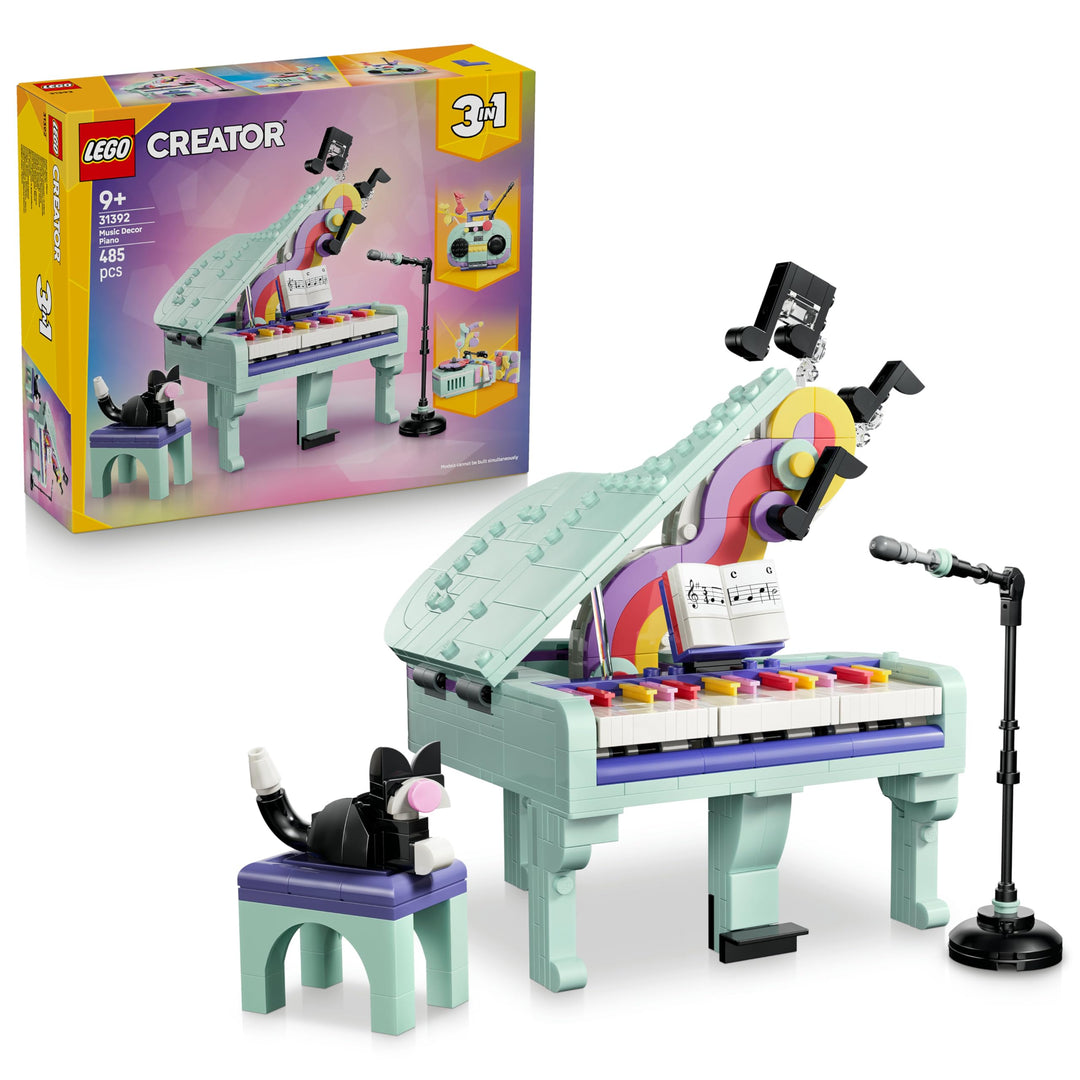 LEGO Creator 3-in-1-Set Deko-Klavier mit Katze - Retro Modellbau mit 3 Bauoptionen: Klavier, Radio o
