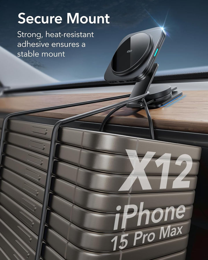 ESR für Qi2 15W Magsafe Autohalterung mit Ladefunktion, Qi2 Zertifiziertes Faltbares Armaturenbrett/