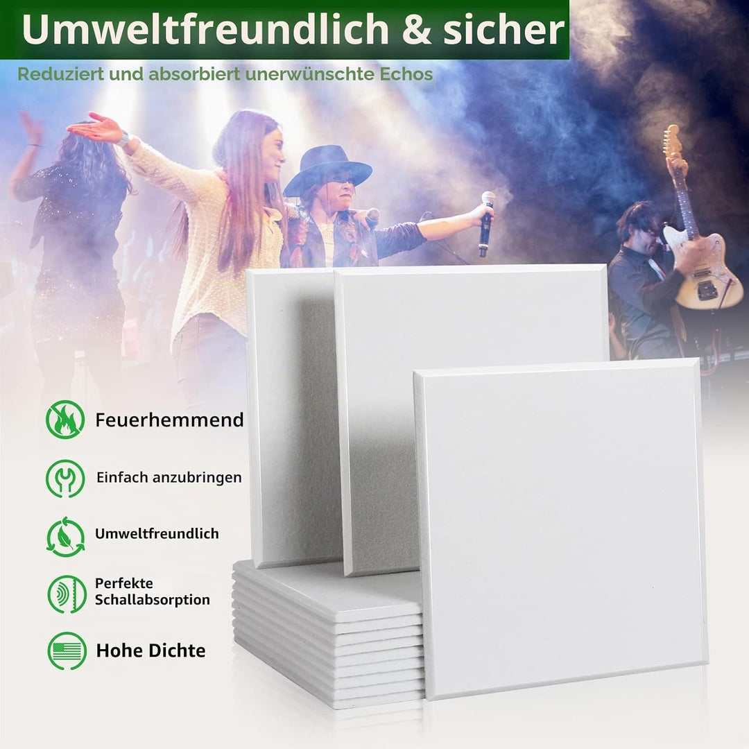 12 Stücke Akustikplatten,30 x 30 x 1 cm Hochdichte Akustik Panel Schallschutzpaneele für Tonstudio,