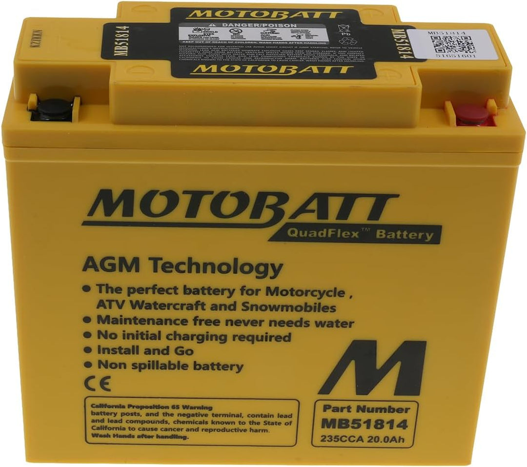MOTOBATT Batterie 12 V 22 Ah (MB51814) [wartungsfrei & versiegelt] kompatibel für BMW K 1300 GT 2009