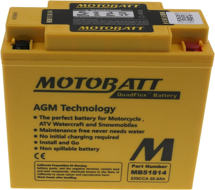 MOTOBATT Batterie 12 V 22 Ah (MB51814) [wartungsfrei & versiegelt] kompatibel für BMW K 1300 GT 2009