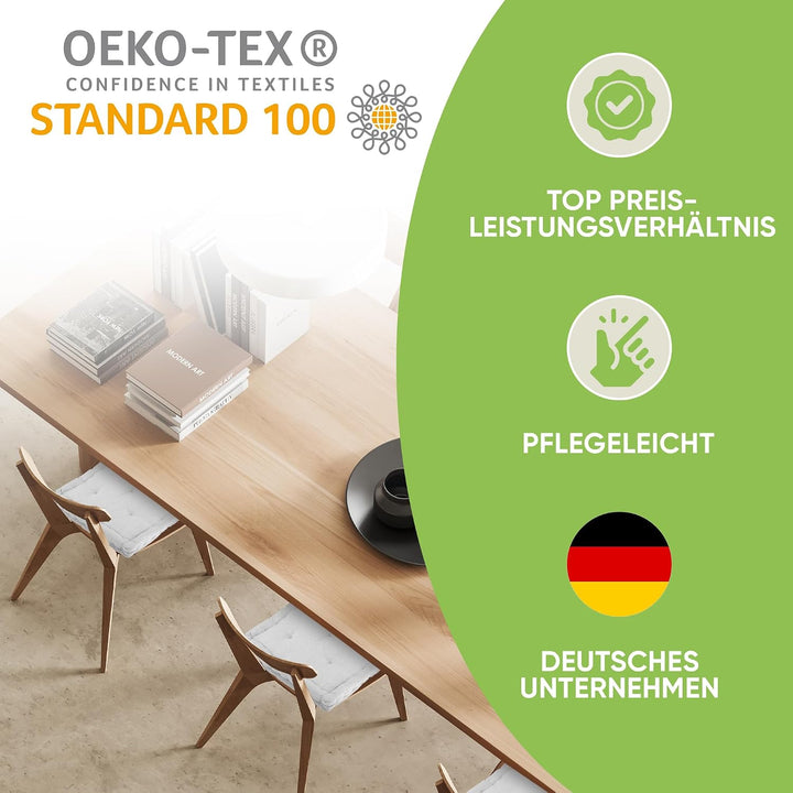 Gräfenstayn® 4er-Set Sitzkissen Stuhlkissen 40x40x8cm für Indoor und Outdoor aus 100% Baumwolle Dick