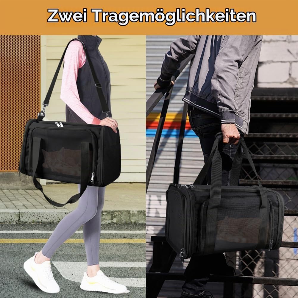 Hundebox faltbar, Hundetransportbox, Transporttasche für Katze Hund für Reise Auto Flugzeug, Leicht