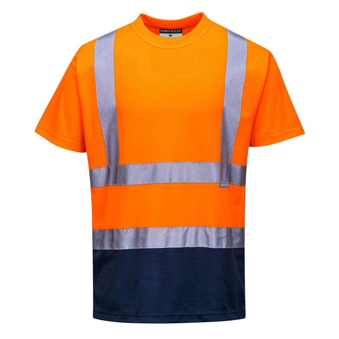 Portwest Zweifarbiges Warnschutz T-Shirt, Grösse: XL, Farbe: Orange/Marine, S378ONRXL, XL Orange/Nav