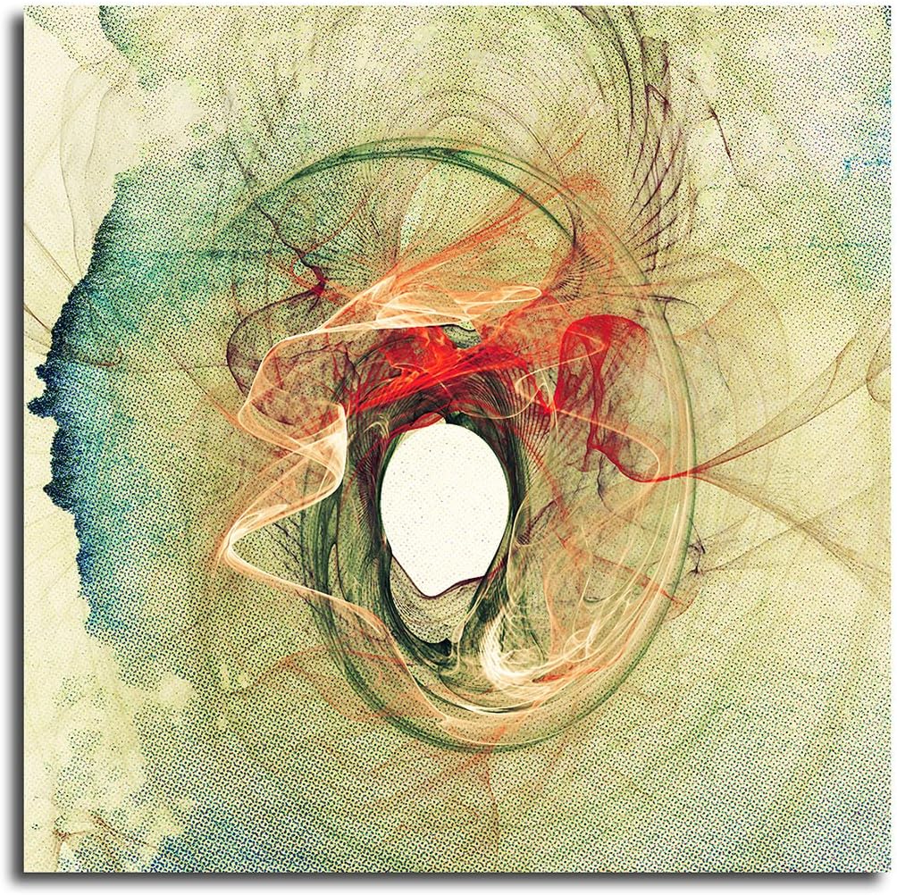 Paul Sinus Art Der Irrgang - Abstrakt367_60x60cm Bild auf Leinwand grün beige rot Abstraktes Motiv q