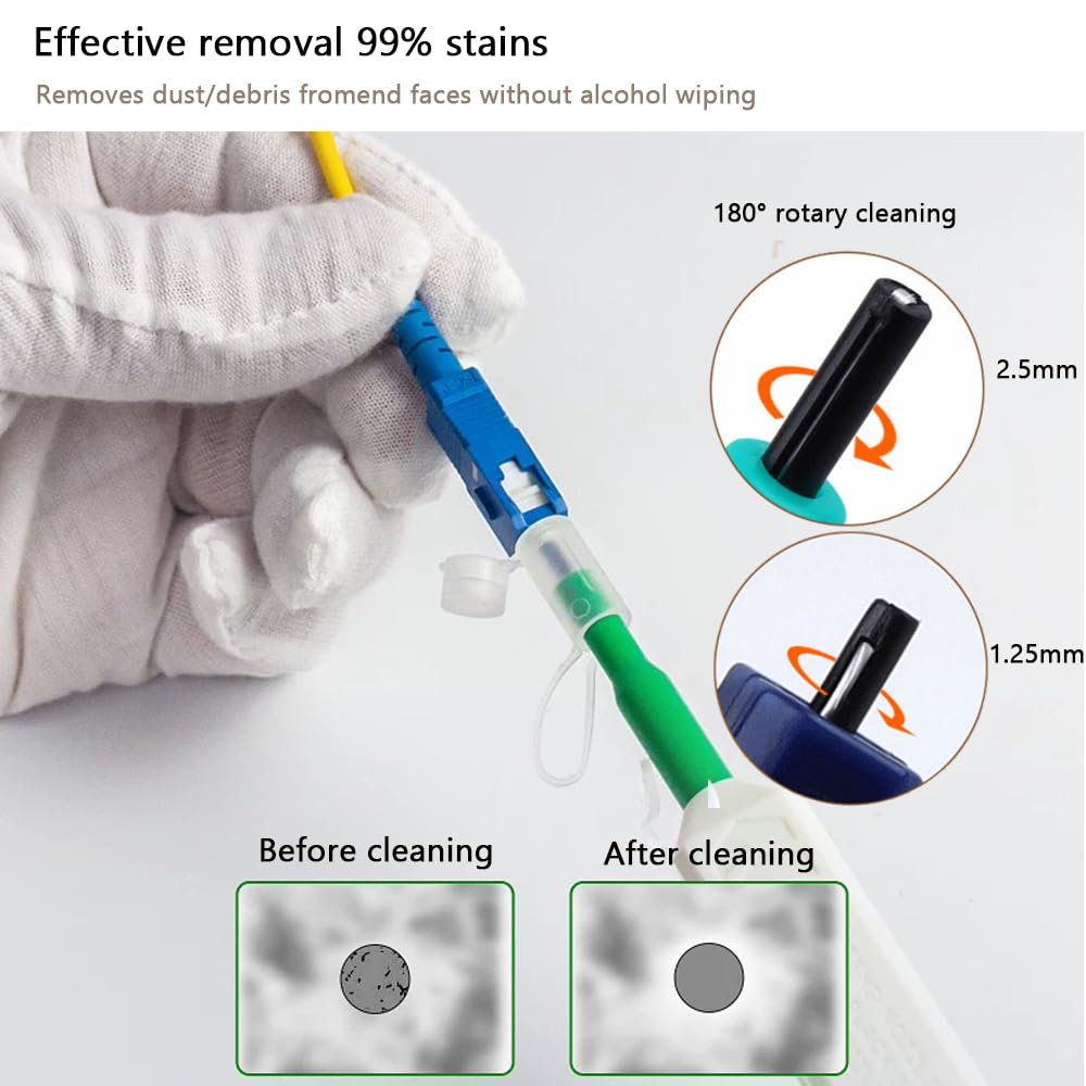2 Stück Glasfaser-Reinigungsstifte, 1,25 mm Glasfaser-Reinigungswerkzeug für LC/MU, mit mehr als 800