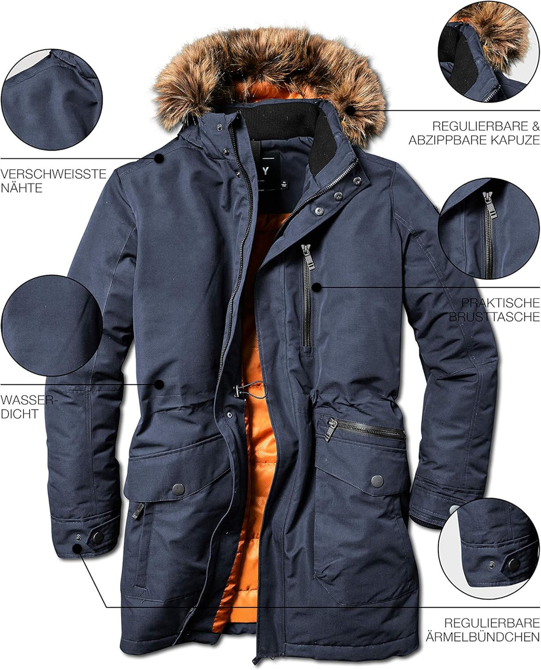 STOY Herren Mn Prk B Funktionsparka Mit Abzippbarer Kapuze MN PRK B dunkelnavy XXL, MN PRK B dunkeln