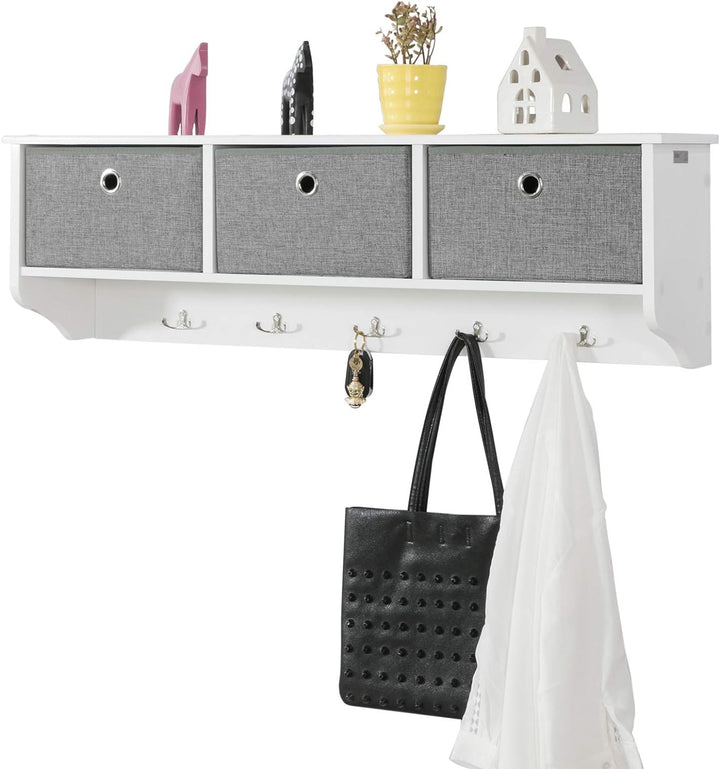 SoBuy Wandgarderobe-Set Flurset Flurmöbel Schuhbank mit Sitzfläche Flurgarderobe FSR65-DG+FRG282-W