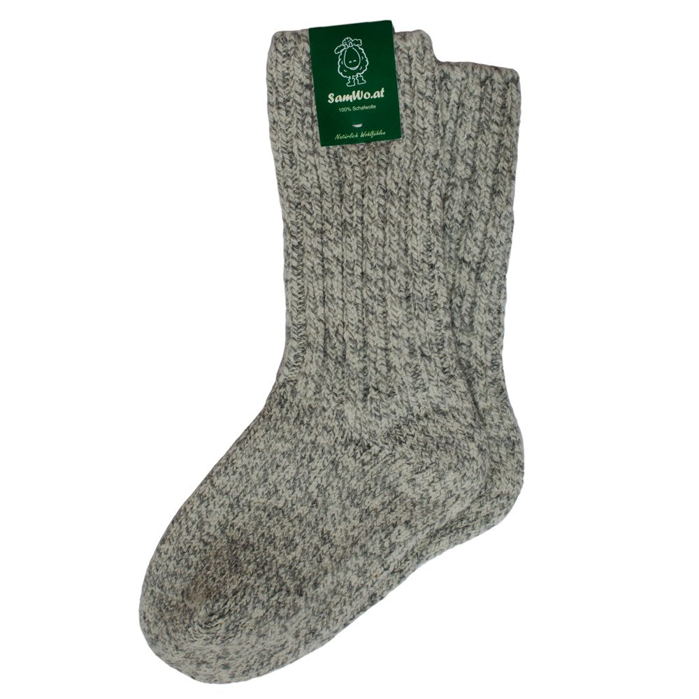 SamWo, 100% Schafwoll-Socken, dicke warme Wintersocken wie handgestrickt, SWS dick, natur melliert 4