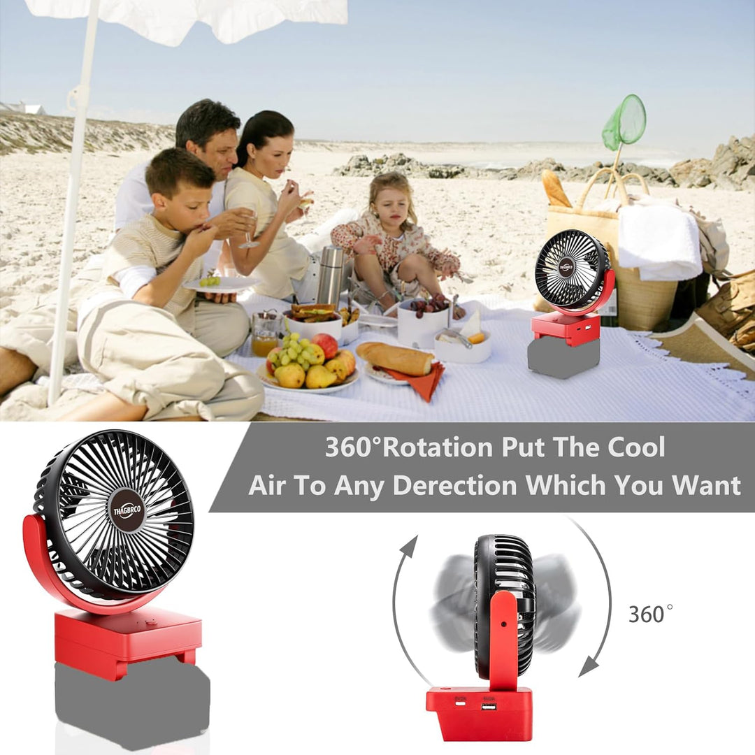 ThagBrco Wireless Fan Kompatibel für Einhell 18V Akku- Cordless Fan, Bürstenloser Motor mit USB A+C