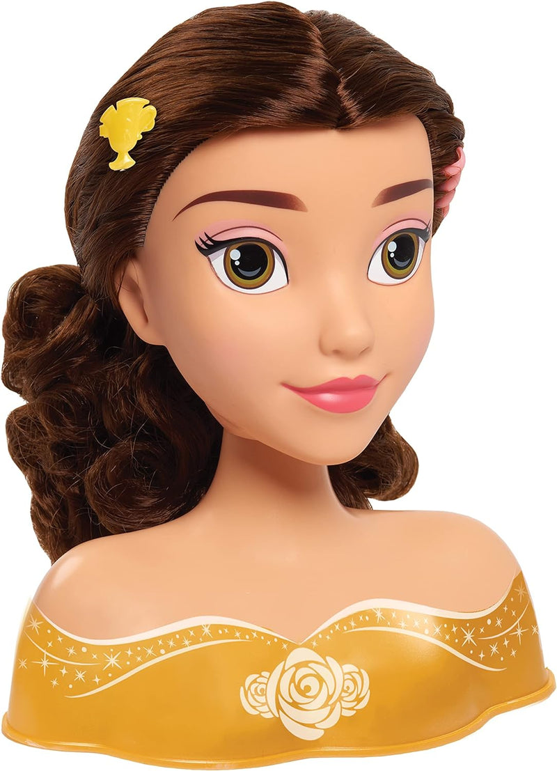 Just Play Disney Princess Belle Styling Head, Brown Hair, 10 Piece Pretend Play Set, Beauty and The