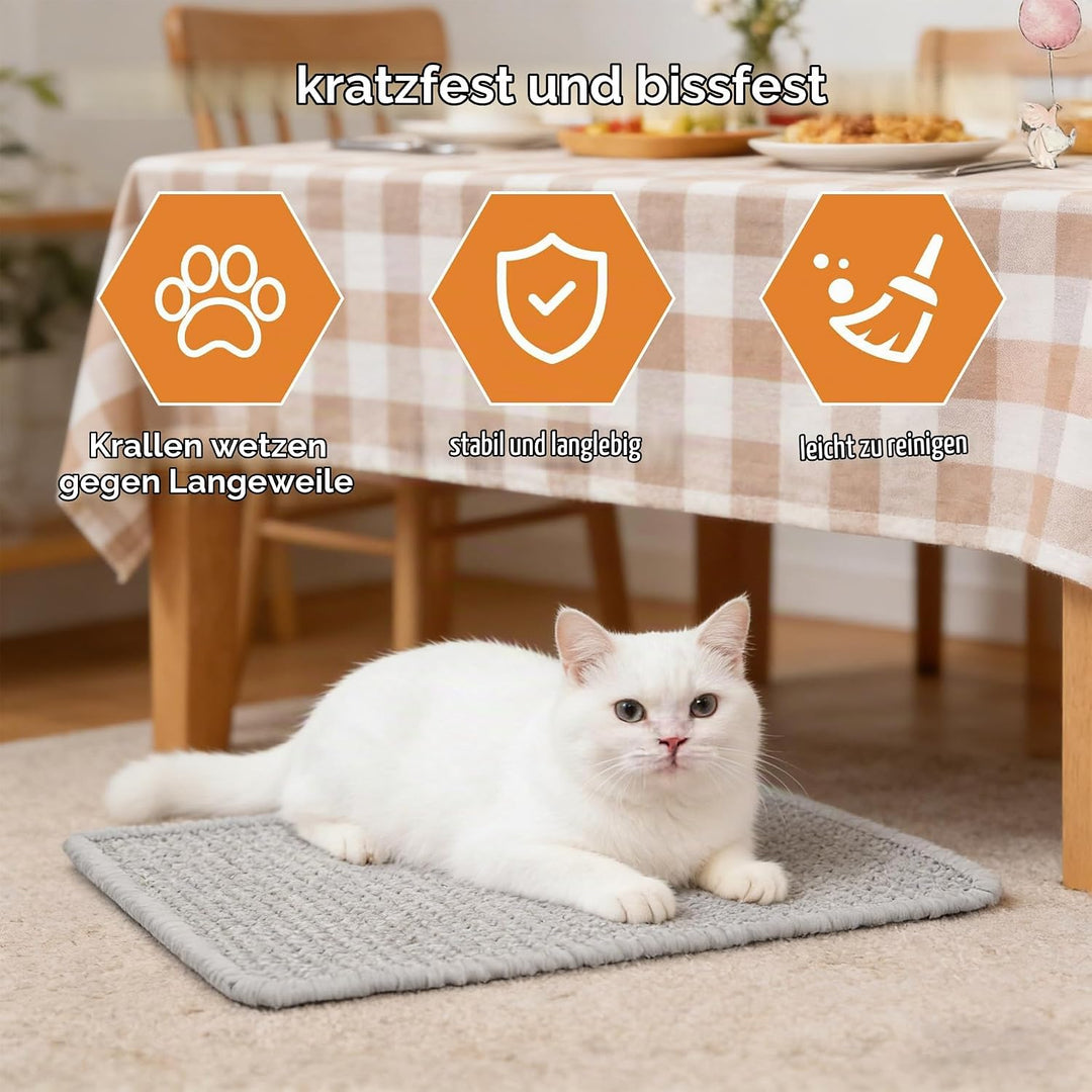 2 Stück Kratzmatte für Kaninchen, Wiederverwendbar Kratzteppich Katze Kratzbrett rutschfest Sisal-Kr