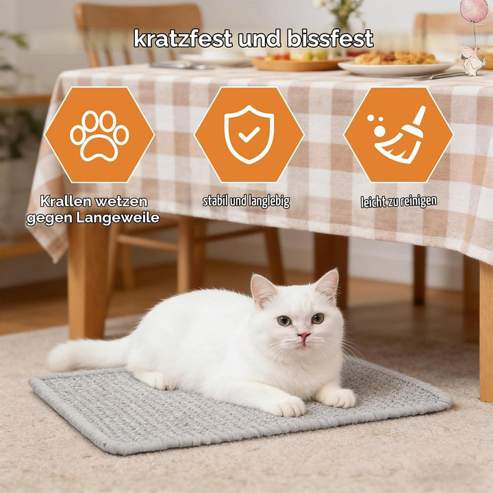 2 Stück Kratzmatte für Kaninchen, Wiederverwendbar Kratzteppich Katze Kratzbrett rutschfest Sisal-Kr