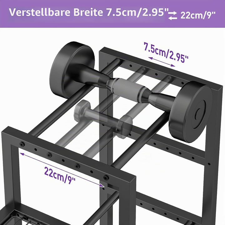 7-Stufiger Hantelständer, Multifunktionale Hantelablage, Home Gym Aufbewahrung für Hanteln, Kettlebe