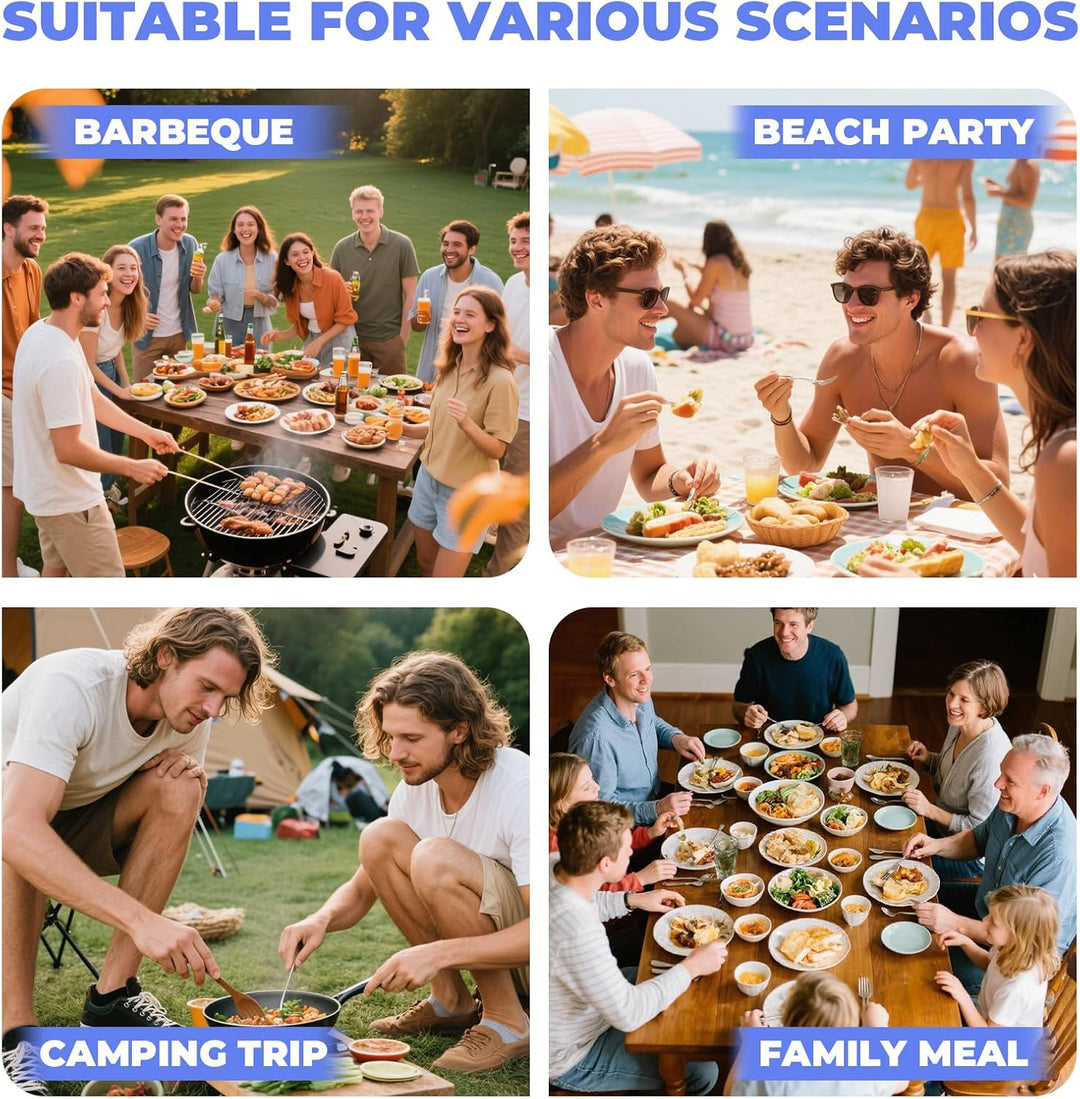 Camping Geschirr Set 2 Personen, 10 Stück Edelstahl Camping Besteck, Hochwertiges, Platzsparend für