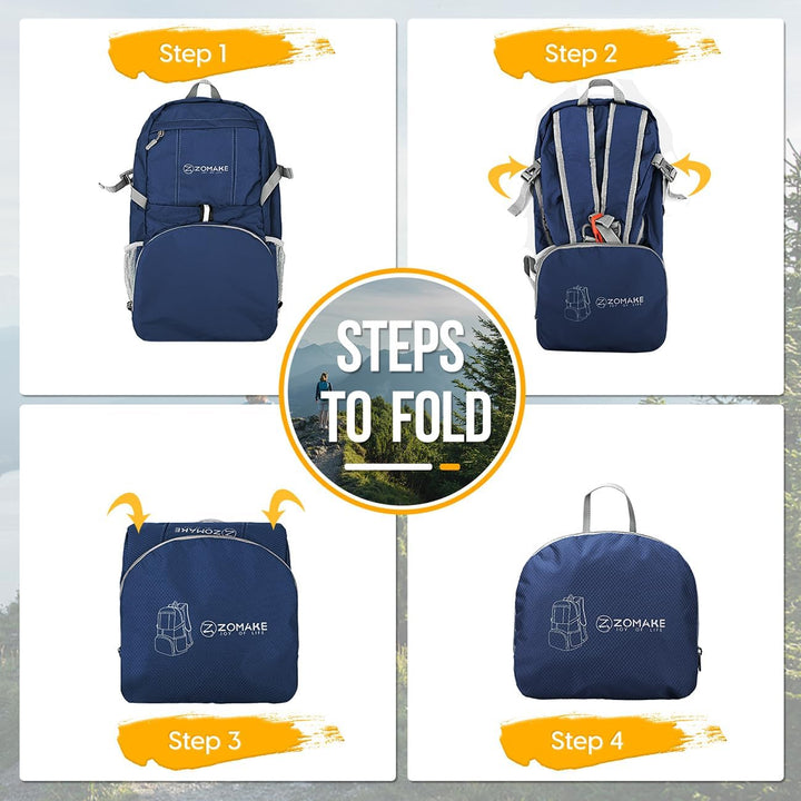 ZOMAKE 35 L Leicht Faltbarer Rucksack Packbare Backpacks, Kleiner Rucksäcke Wanderrucksack Wasserdic