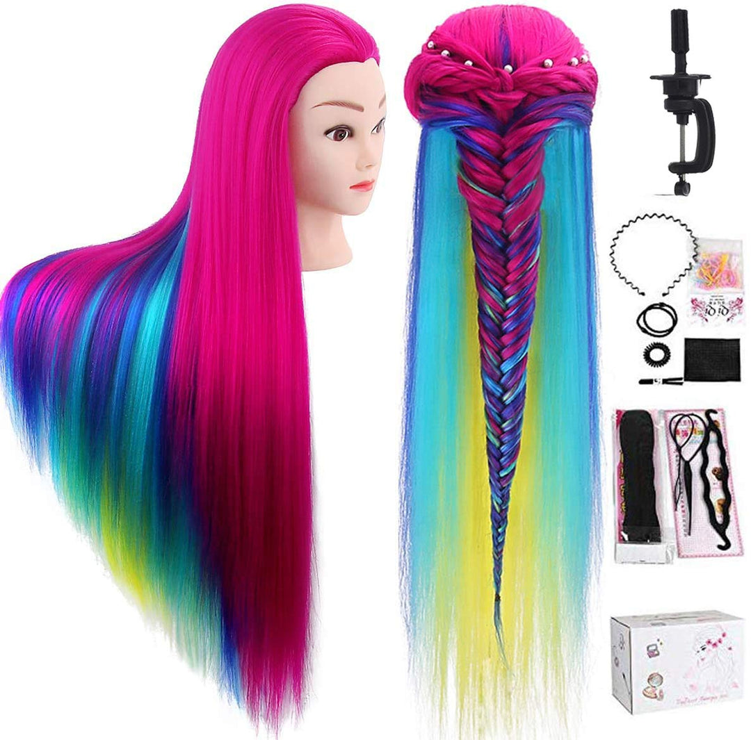 TopDirect 80cm/31.5 Zoll Übungskopf Frisierkopf Friseur 100% Synthetisches Haar Perückenkopf Puppenk
