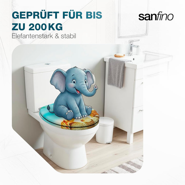SANFINO® Premium WC Sitz mit Absenkautomatik – hochwertige Toilettendeckel aus Holz, viele bunte Mot