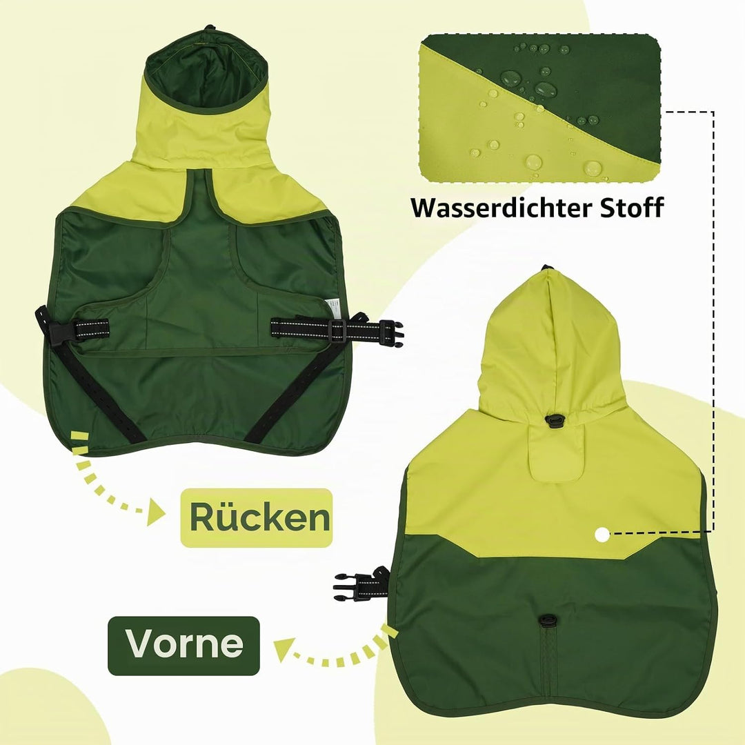 Regenjacke Hund, Wasserdicht Hundejacke Regenjacke Verstellbarer Hunde Regenschutz Hunde-Cape-Regenm