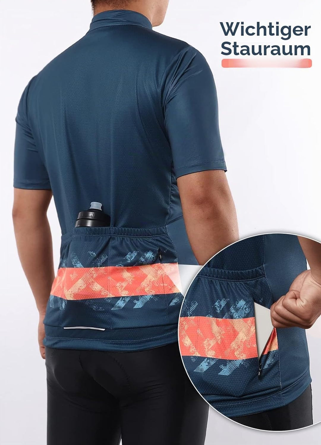 BERGRISAR Kurzarm Fahrradtrikot Herren Radtrikot mit Reissverschluss Taschen Trikots für MTB Mountai