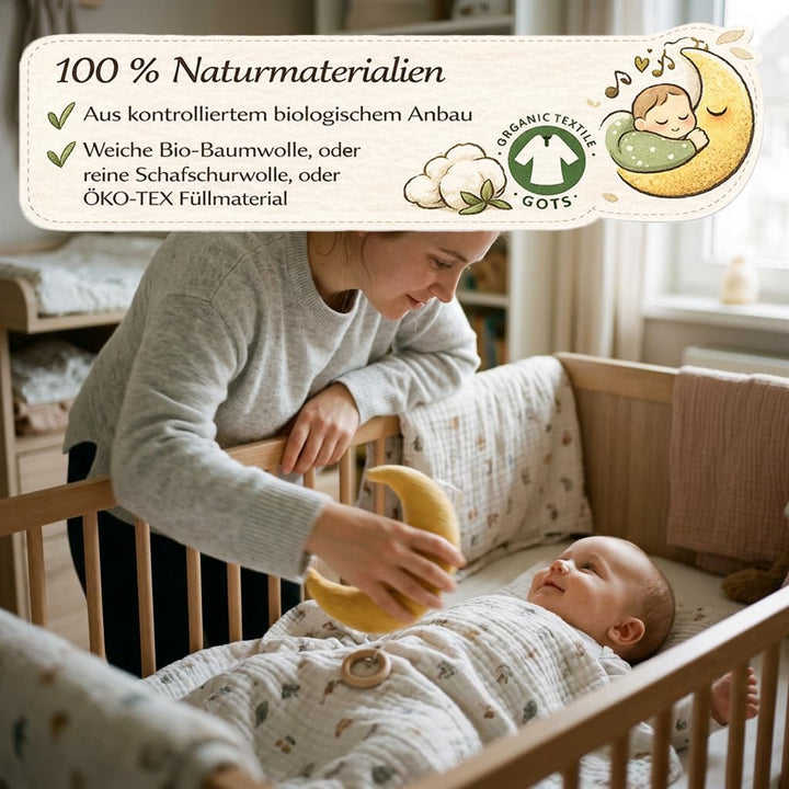 Efie Bio Spieluhr Mond – Bio-Baumwolle (kbA), Made in Germany, GOTS-zertifiziert – Melodie (Guter Mo