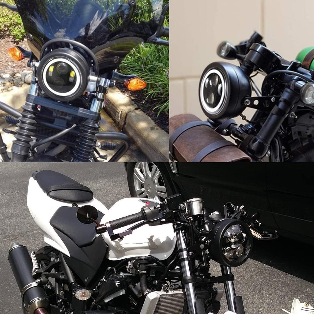 SKUNTUGUANG 5 3/4 5,75 Zoll Led Scheinwerfer Housing Bracket Eimer für Motorrad Schwarz