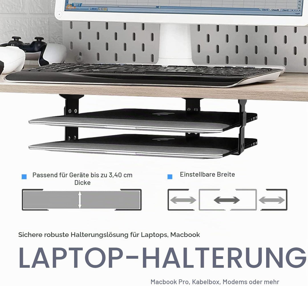 JEMACHE Aluminium 2-Lagige Untertisch Halterung Regal Halter Ständer für Laptop, MacBook Air/Pro mit