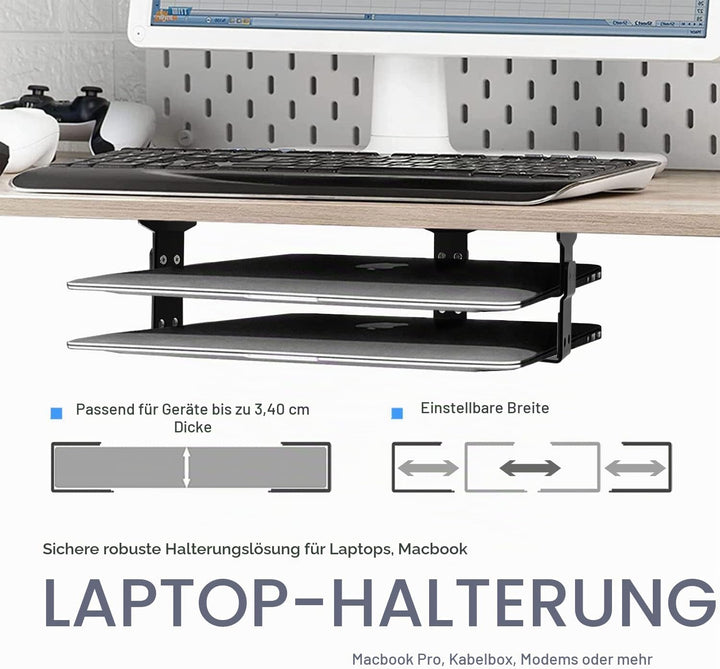 JEMACHE Aluminium 2-Lagige Untertisch Halterung Regal Halter Ständer für Laptop, MacBook Air/Pro mit