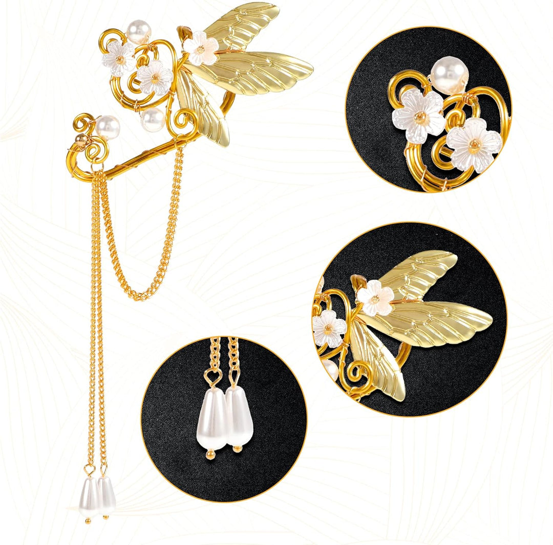 Hifot Elfen Ohrringe Tiara Set für Damen, Elfen Krone Kopfschmuck Fee Pixie Elf Ohren Ohrclips für E