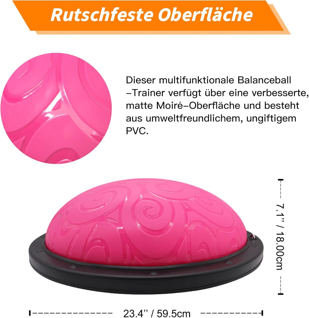 Ativafit 60 * 18cm bis 300KG Yoga Balance Trainer Ball, Balancetrainer Gymnastikball Halbkugel mit E