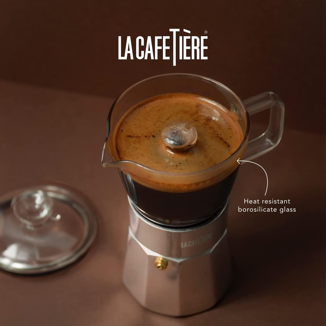 La Cafetière Verona Glas-Espressokocher, Chrom, 6 Tassen, Geschenkverpackung Chrome, Chrome