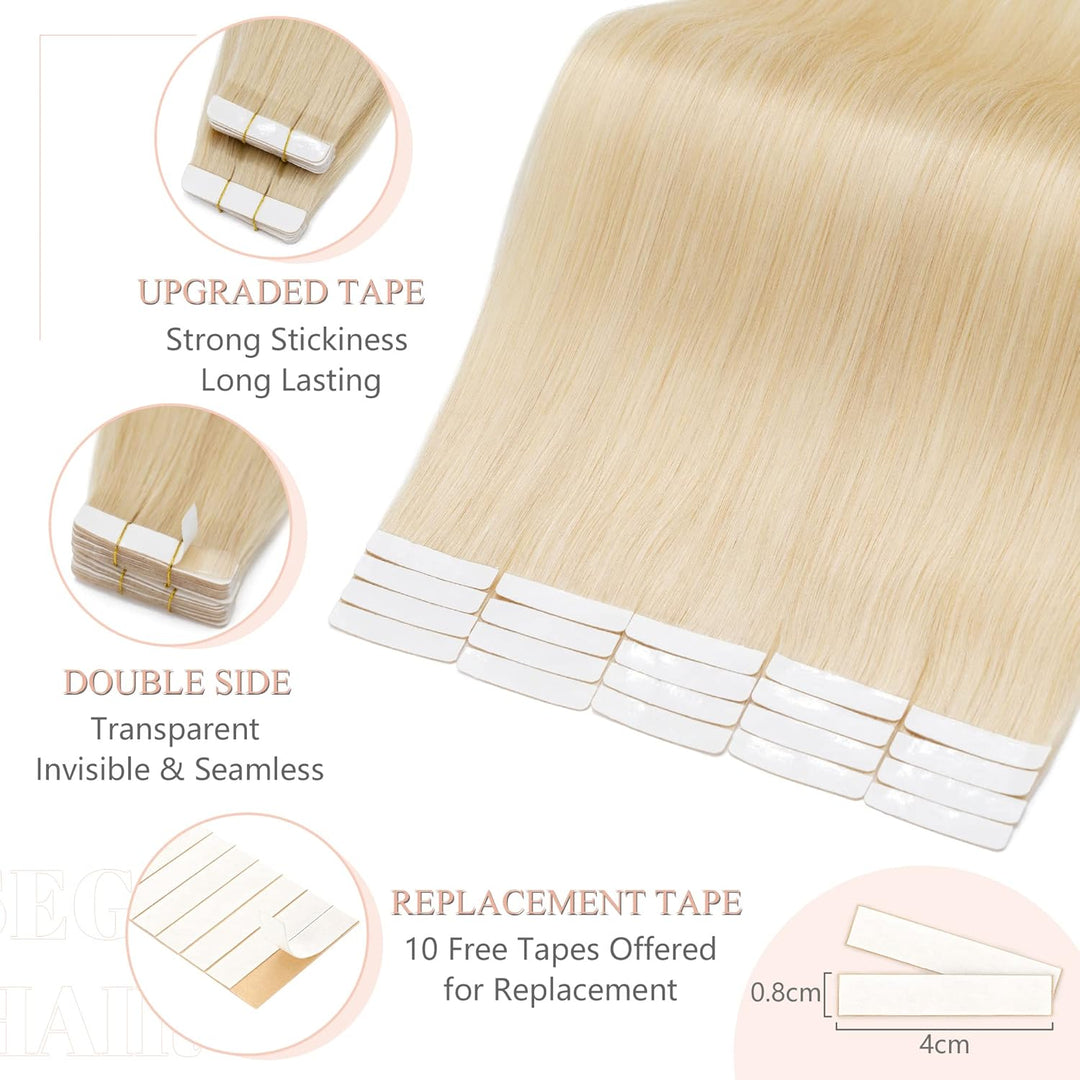 SEGO Echthaar Tape in Extensions Haarverlängerung Invisible Seamless Haarteile Skin Weft Menschenhaa