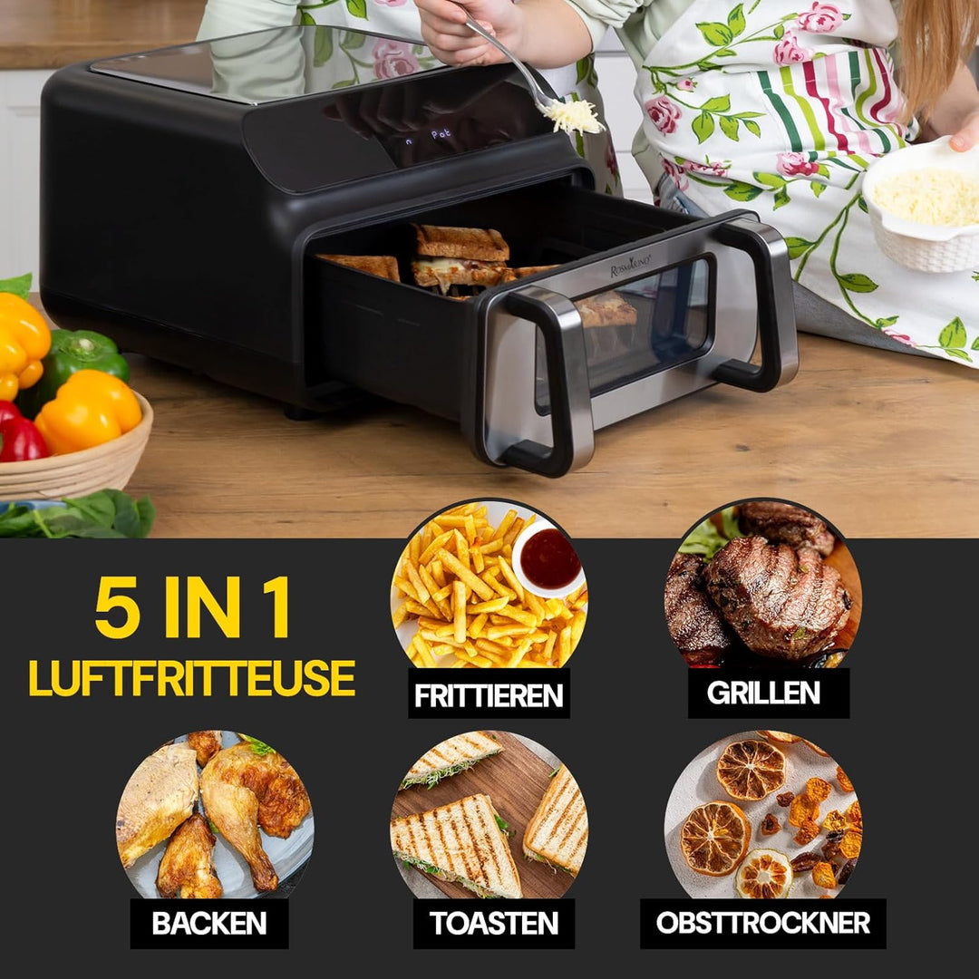 Rosmarino Infinity MasterPro Heissluftfritteuse Airfryer 10L - Multifunktion 5-in-1: Heissluftfritte