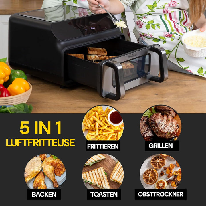 Rosmarino Infinity MasterPro Heissluftfritteuse Airfryer 10L - Multifunktion 5-in-1: Heissluftfritte